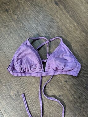Xhilaration Purple Ribbed Triangle Bikini Top